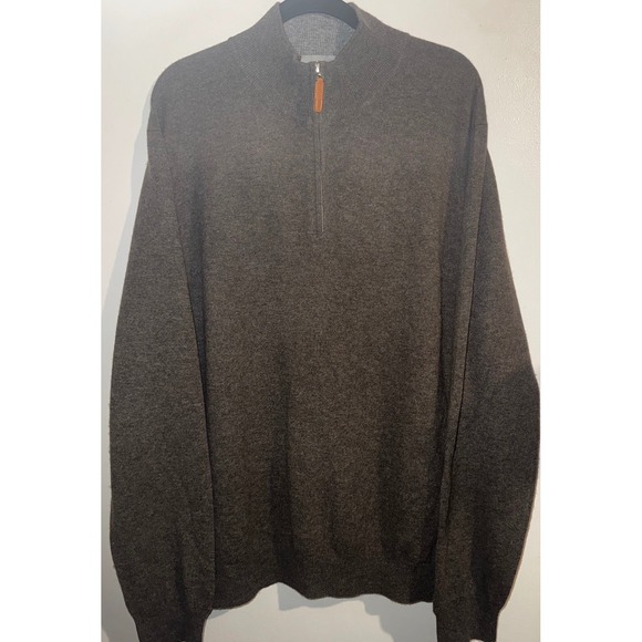 Neiman Marcus Other - Neiman Marcus Mens XXL Cashmere Merino Wool Quarter Zip Sweater Charcoal Grey